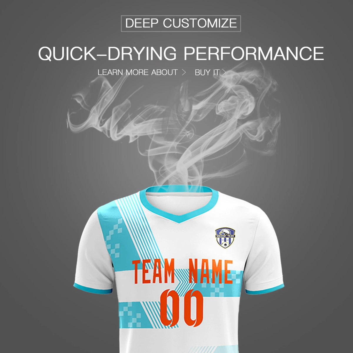 Custom White Aqua Training Uniform For Men Soccer Sets Jersey