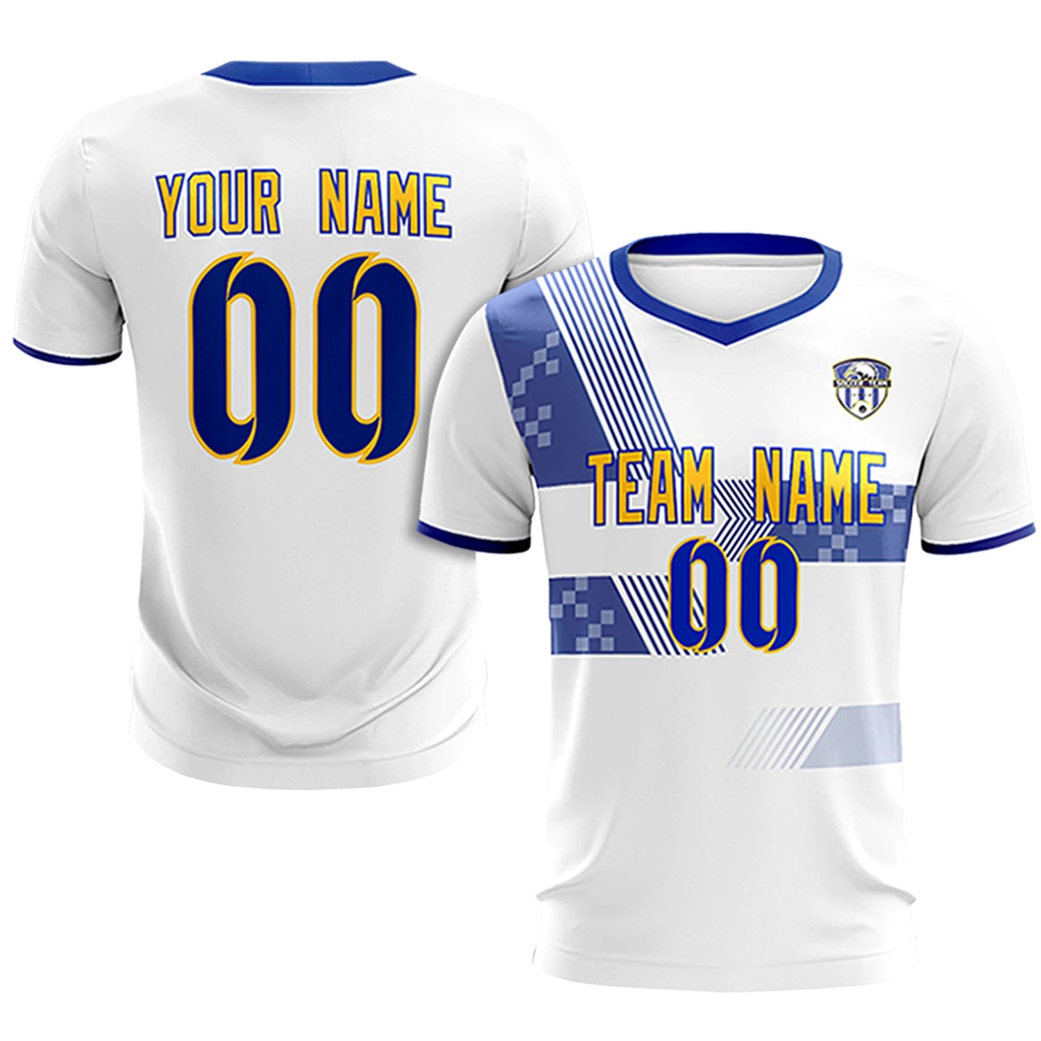 Custom White Royal Blue Training Uniform For Men Soccer Sets Jersey