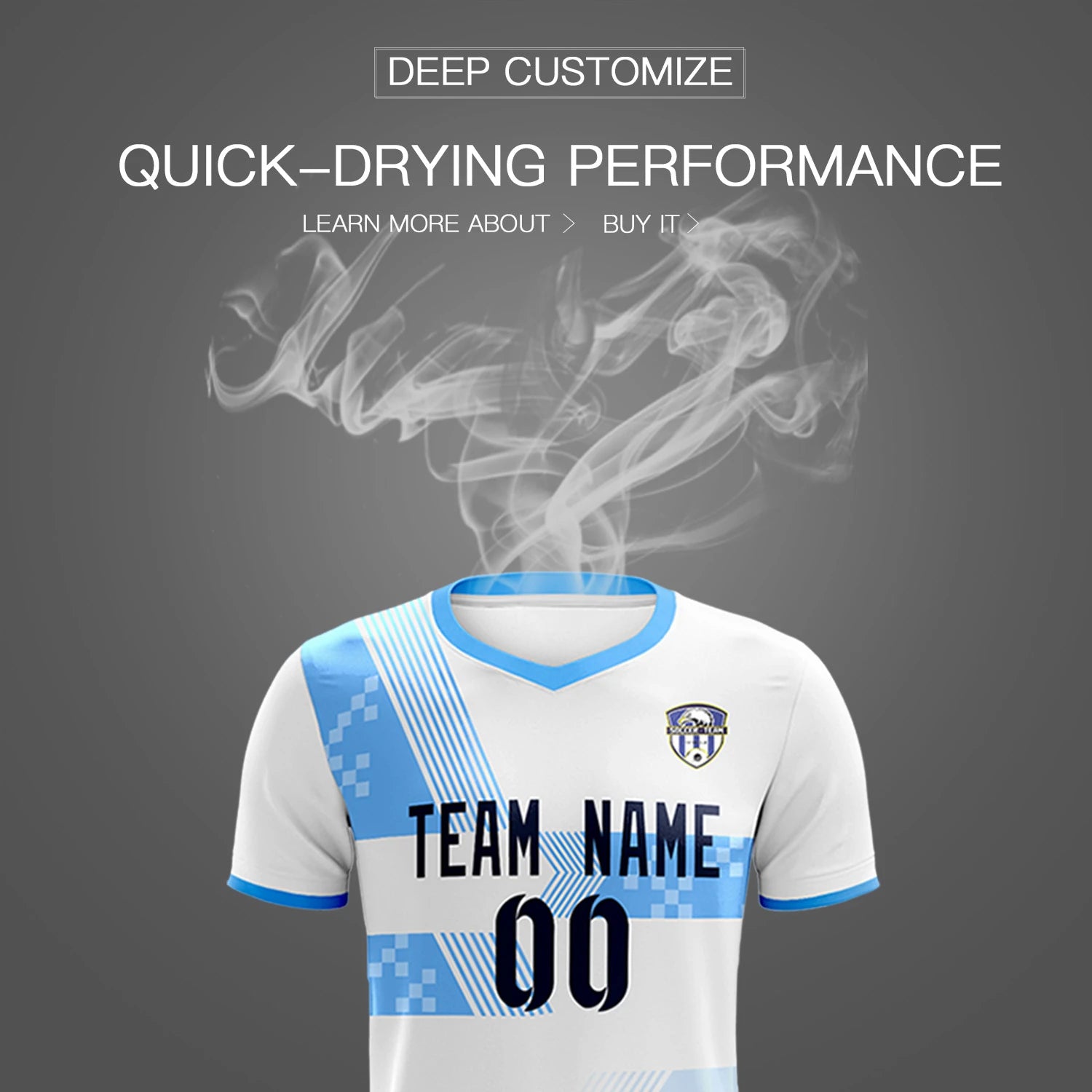 Custom White Powder Blue Training Uniform For Men Soccer Sets Jersey