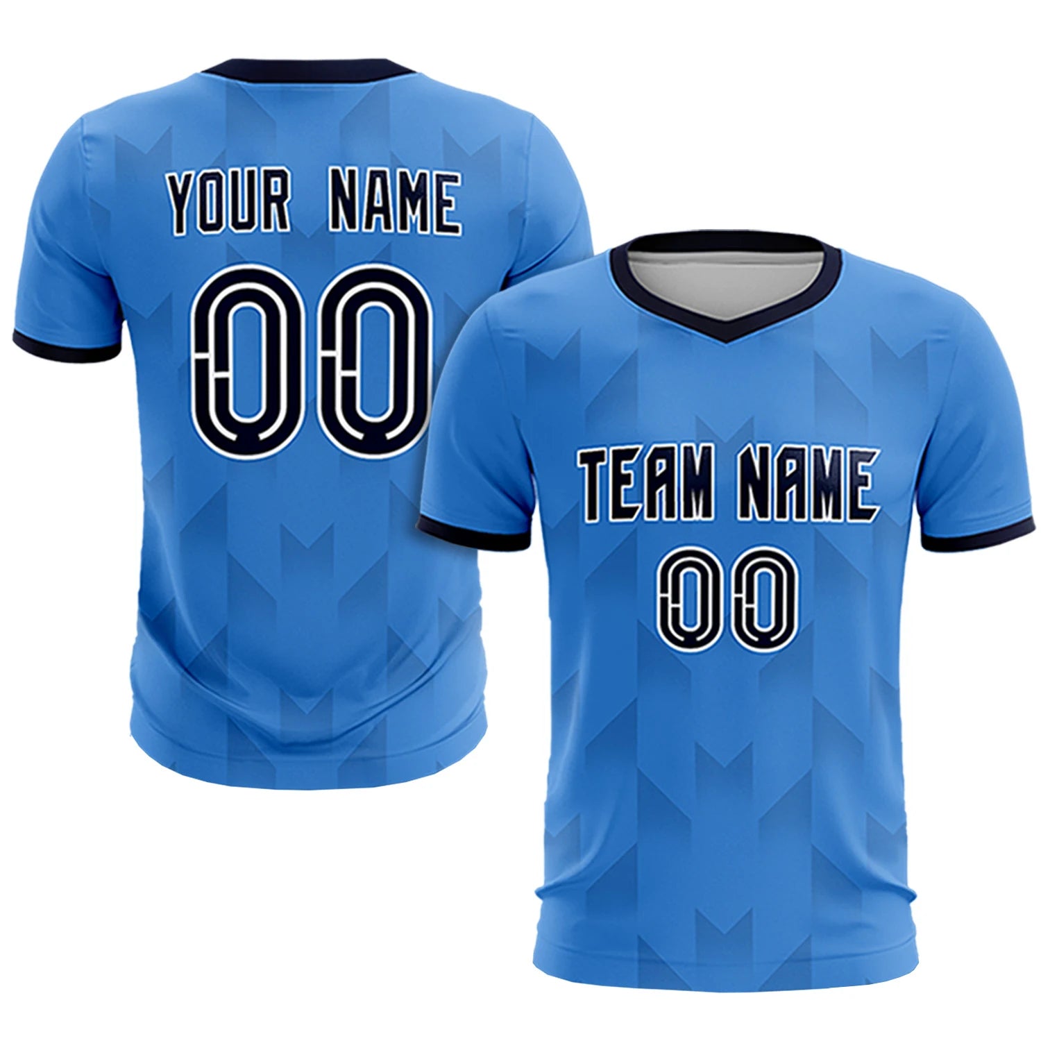 Custom Powder Blue Black Men Uniform Soccer Sets Jersey