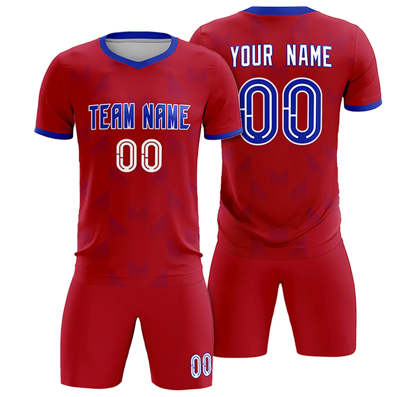 Custom Red Royal Blue Men Uniform Soccer Sets Jersey