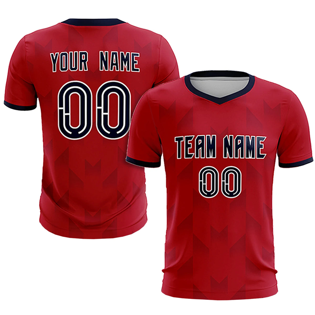 Custom Red Navy Men Uniform Soccer Sets Jersey