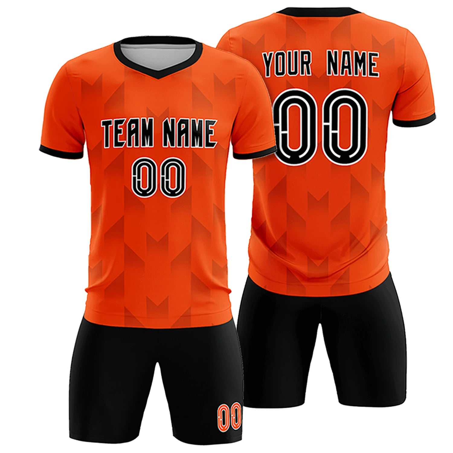 Custom Orange Black Men Uniform Soccer Sets Jersey