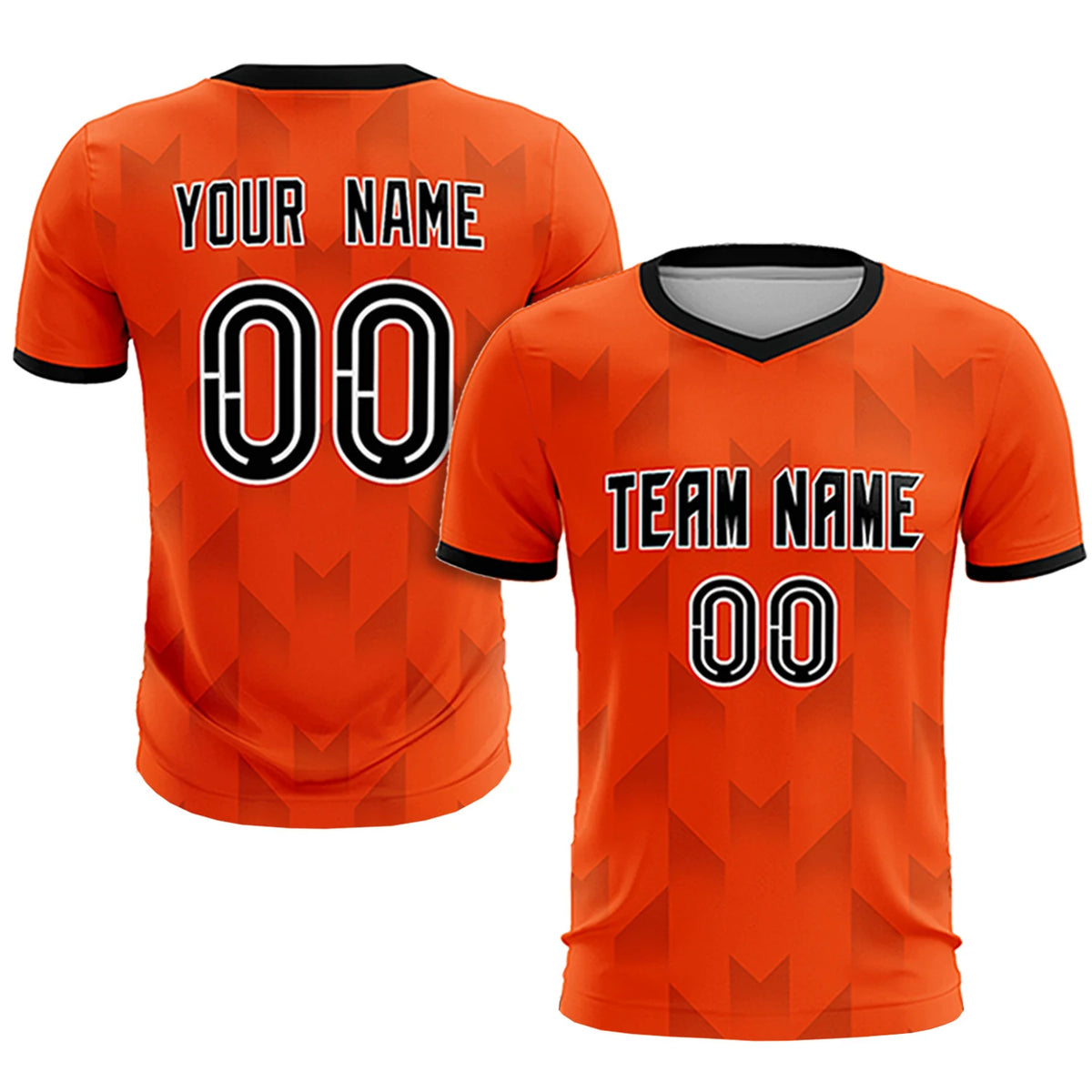 Custom Orange Black Men Uniform Soccer Sets Jersey