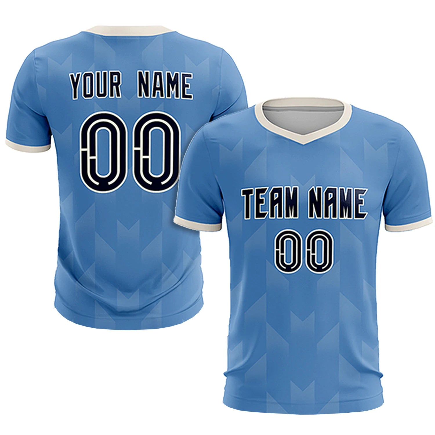 Custom Light Blue Cream Men Uniform Soccer Sets Jersey
