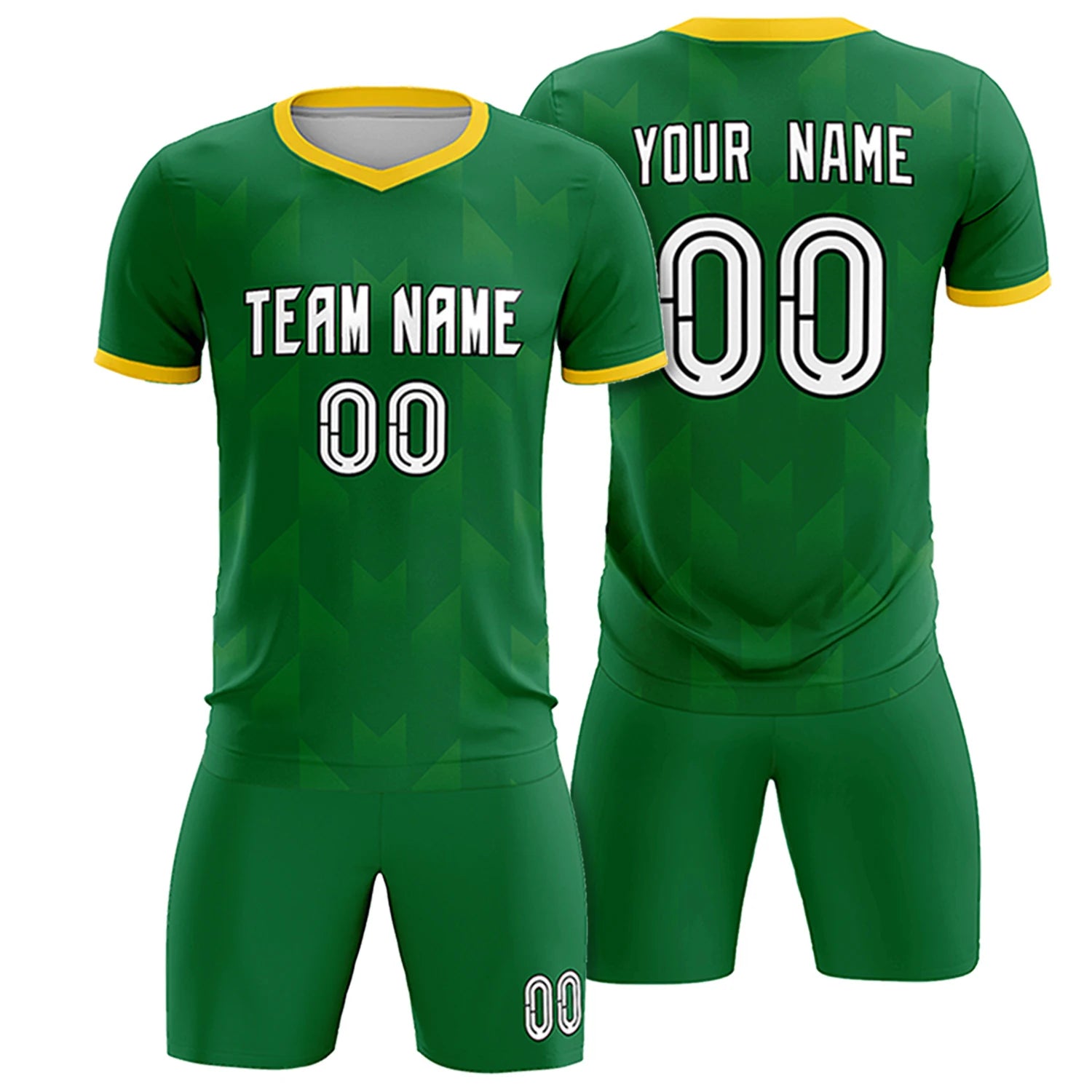 Custom Kelly Green Gold01 Men Uniform Soccer Sets Jersey
