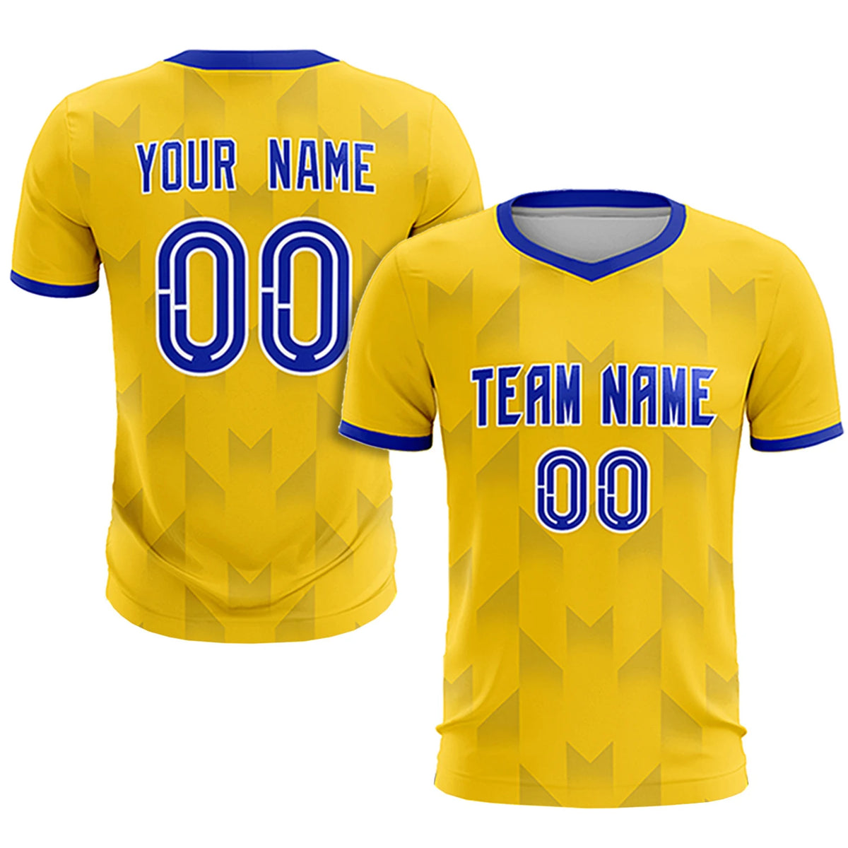 Custom Gold01 Royal Blue Men Uniform Soccer Sets Jersey