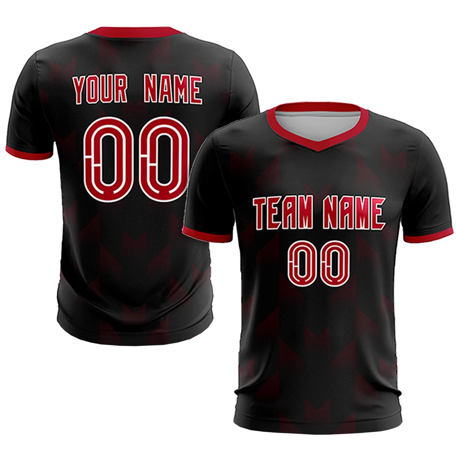 Custom Black Red Men Uniform Soccer Sets Jersey