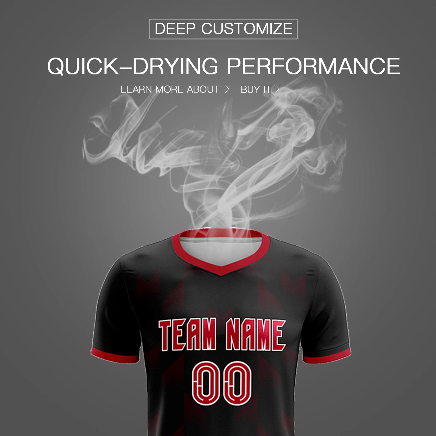 Custom Black Red Men Uniform Soccer Sets Jersey