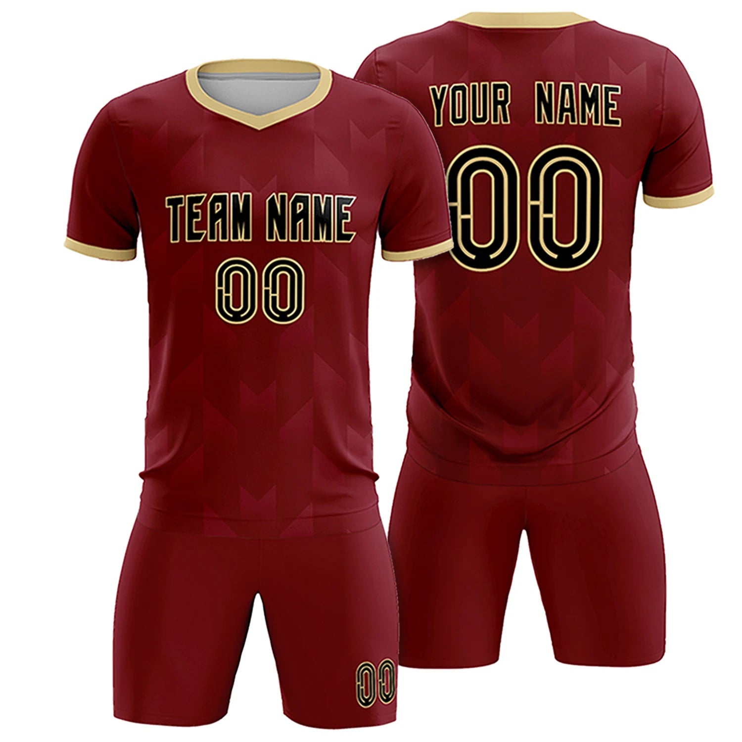 Custom Crimson Khaki Men Uniform Soccer Sets Jersey