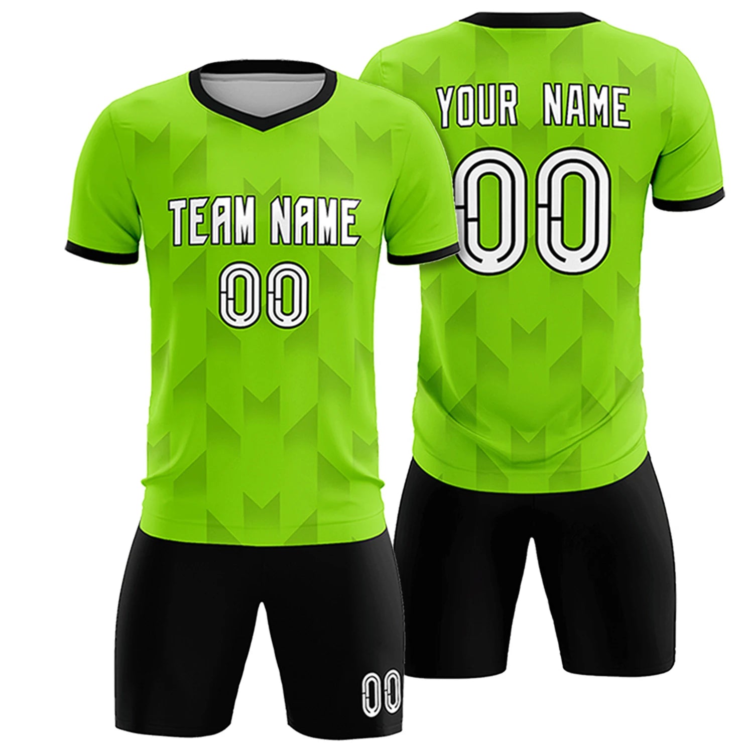 Custom Neon Green Black Men Uniform Soccer Sets Jersey