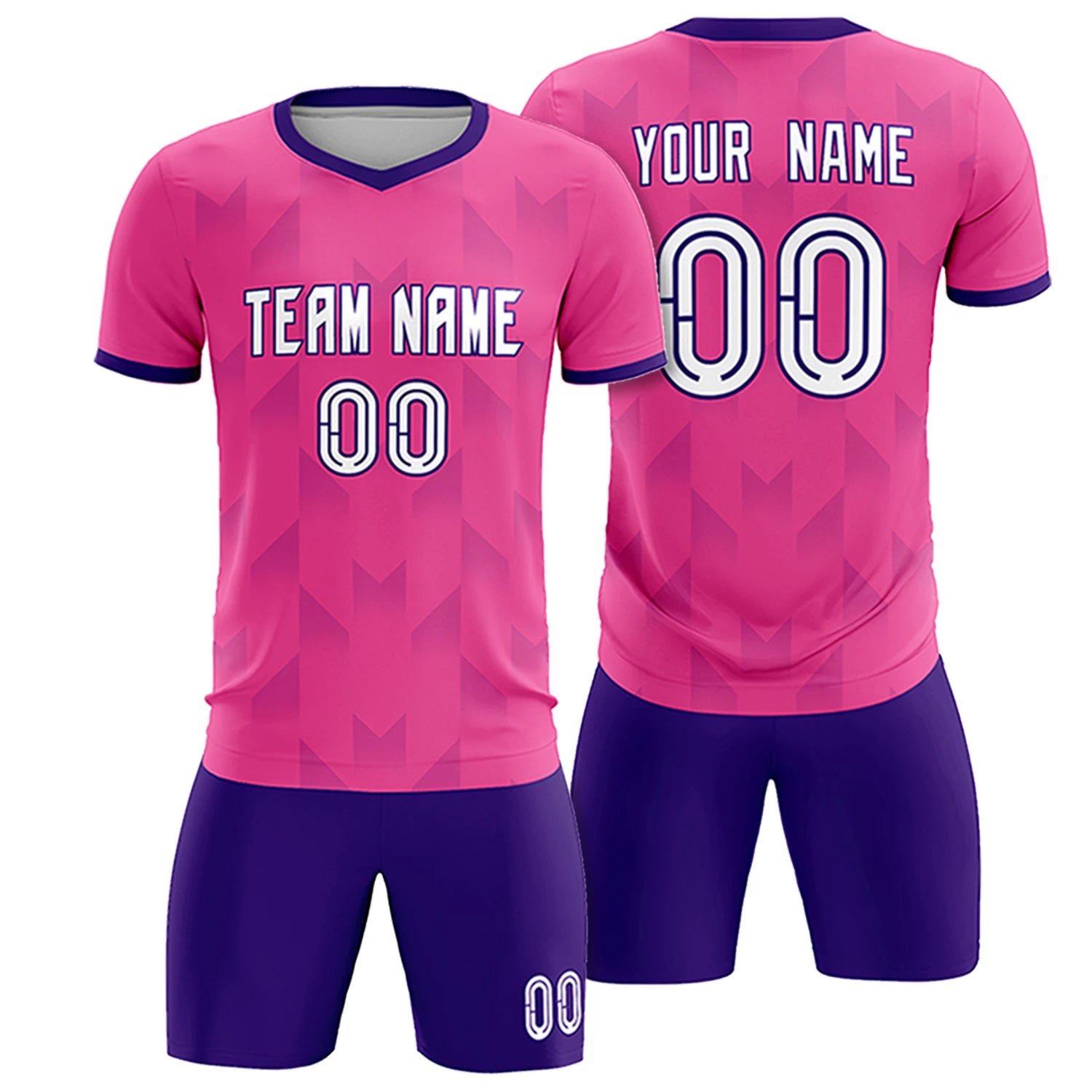 Custom Pink Purple Men Uniform Soccer Sets Jersey