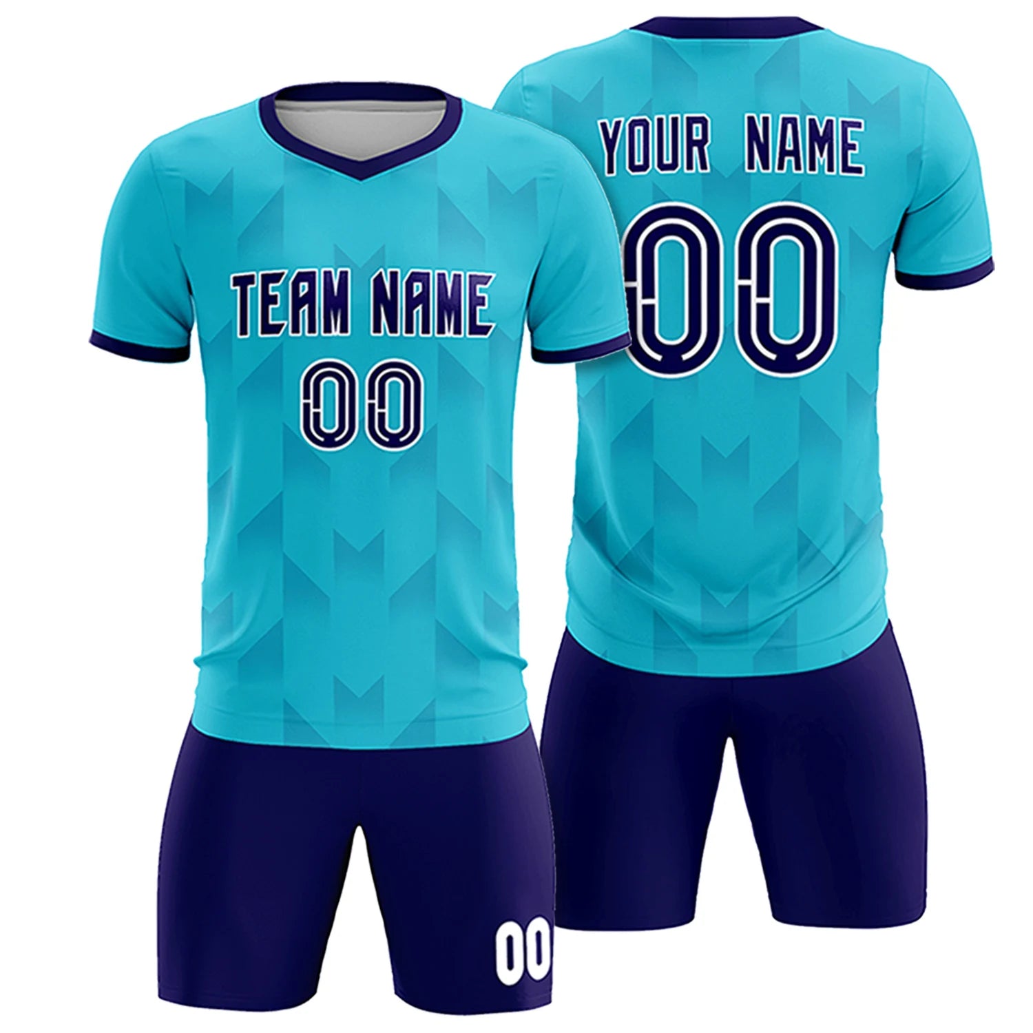 Custom Sky Blue Purple Men Uniform Soccer Sets Jersey