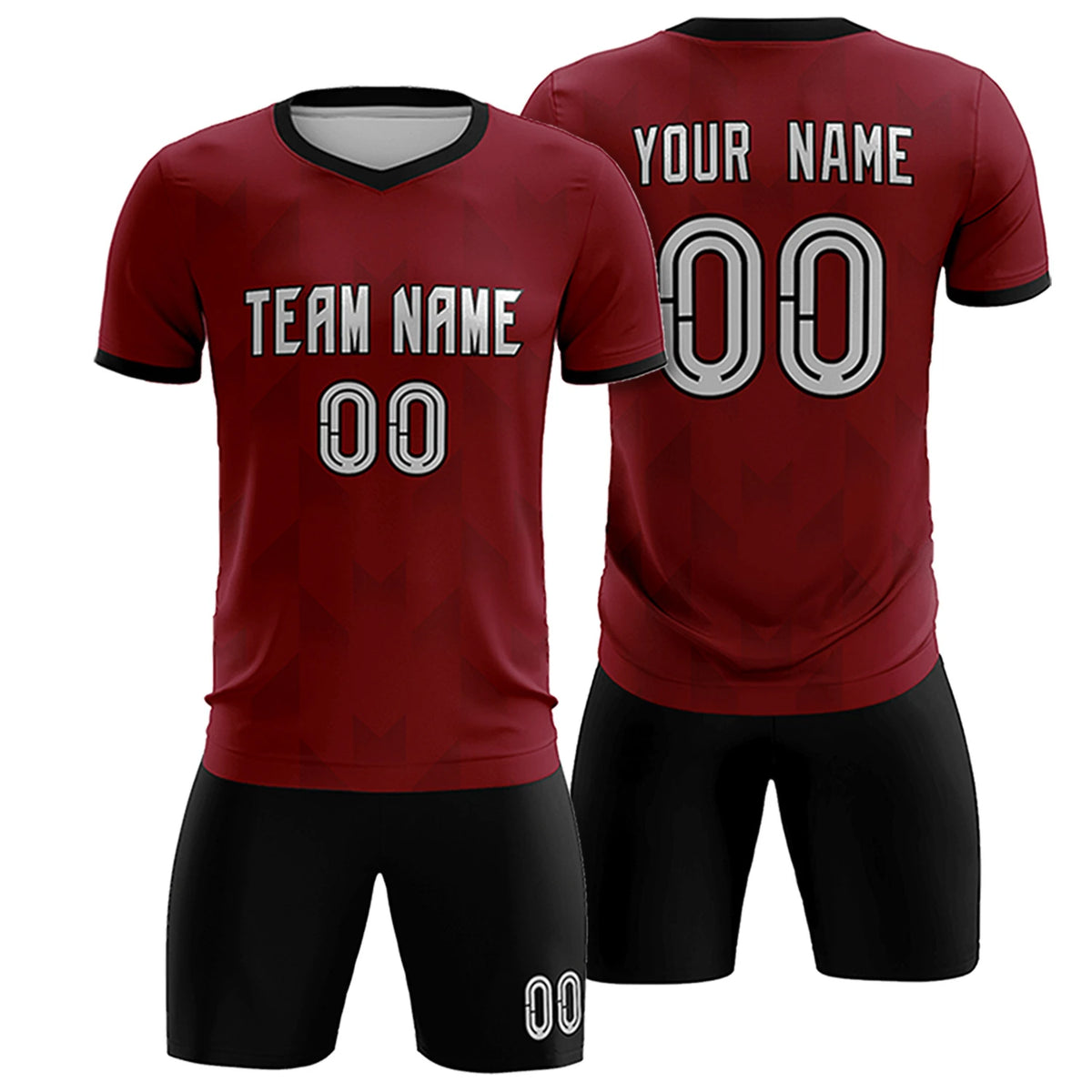 Custom Crimson Black Men Uniform Soccer Sets Jersey