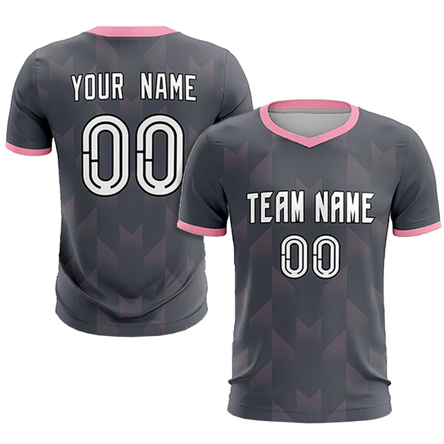 Custom Gray Light Pink Men Uniform Soccer Sets Jersey