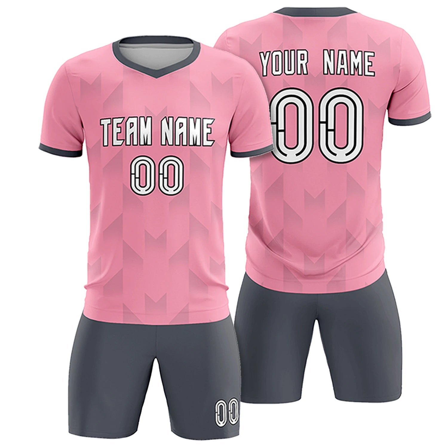 Custom Light Pink Gray Men Uniform Soccer Sets Jersey