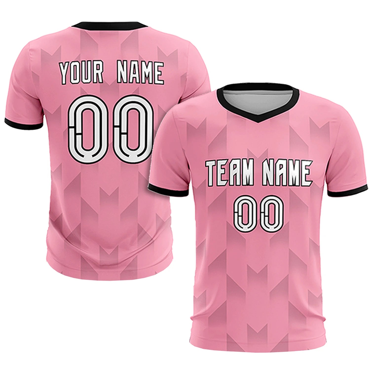 Custom Light Pink Black Men Uniform Soccer Sets Jersey