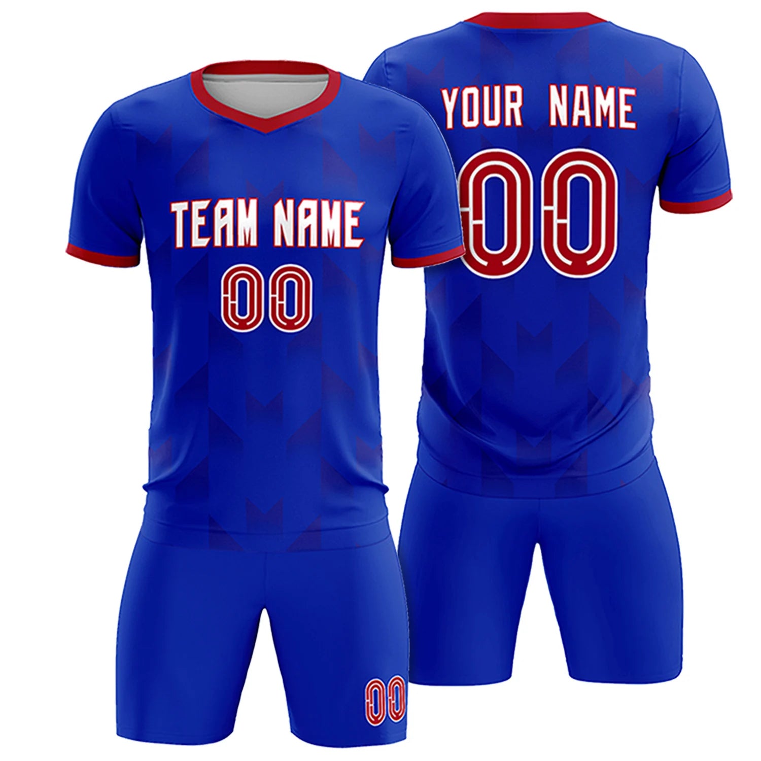 Custom Royal Blue Red Men Uniform Soccer Sets Jersey