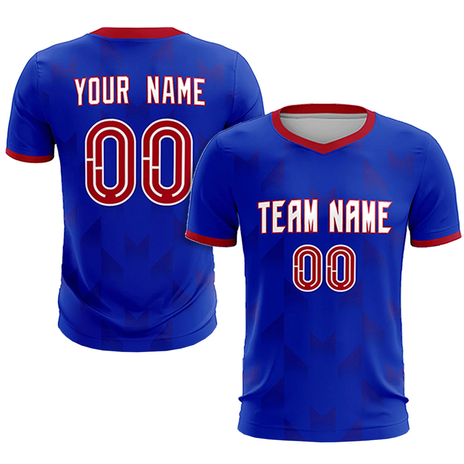 Custom Royal Blue Red Men Uniform Soccer Sets Jersey