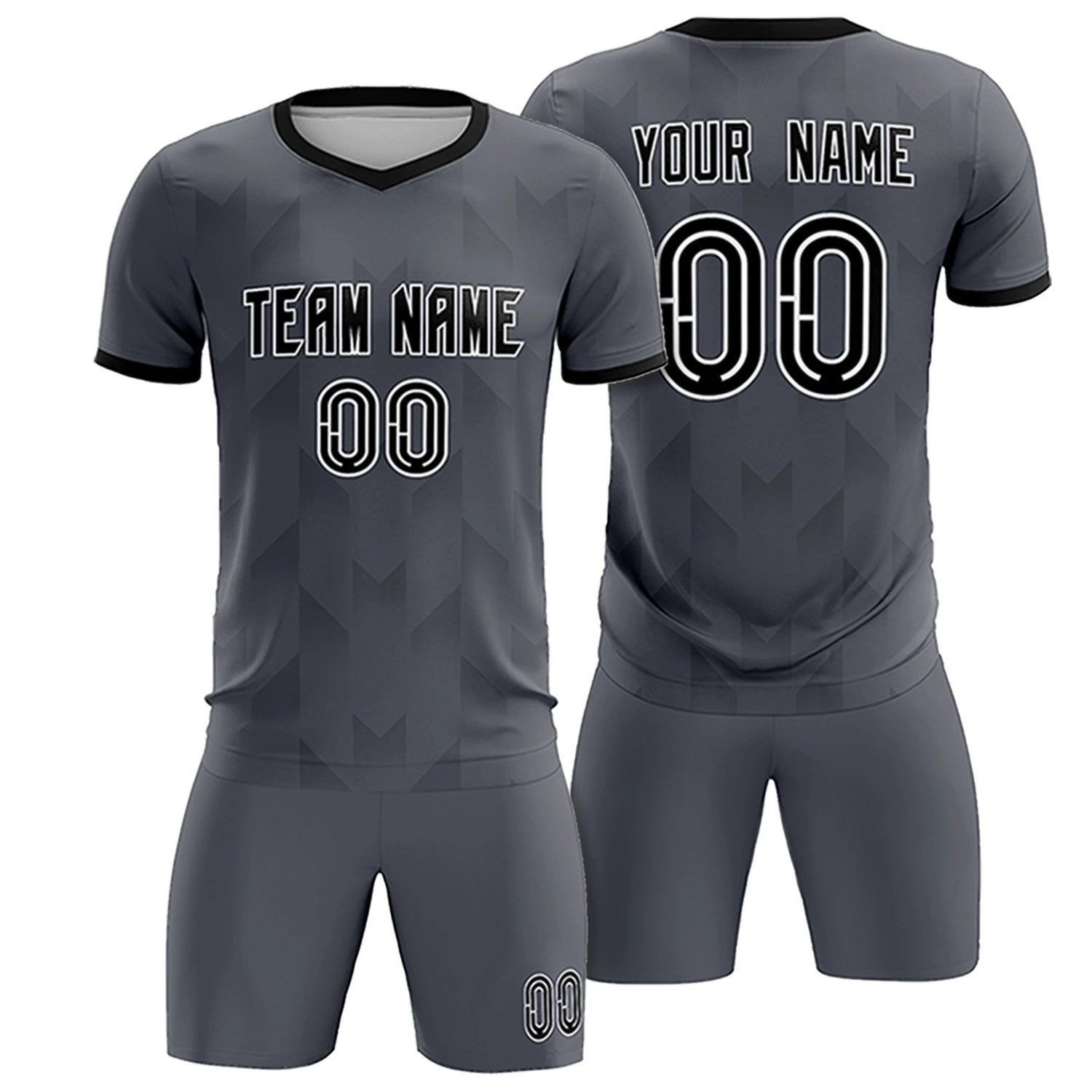 Custom Gray Black Men Uniform Soccer Sets Jersey