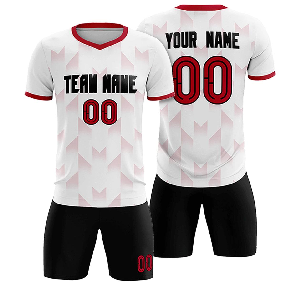 Custom White Red Men Uniform Soccer Sets Jersey