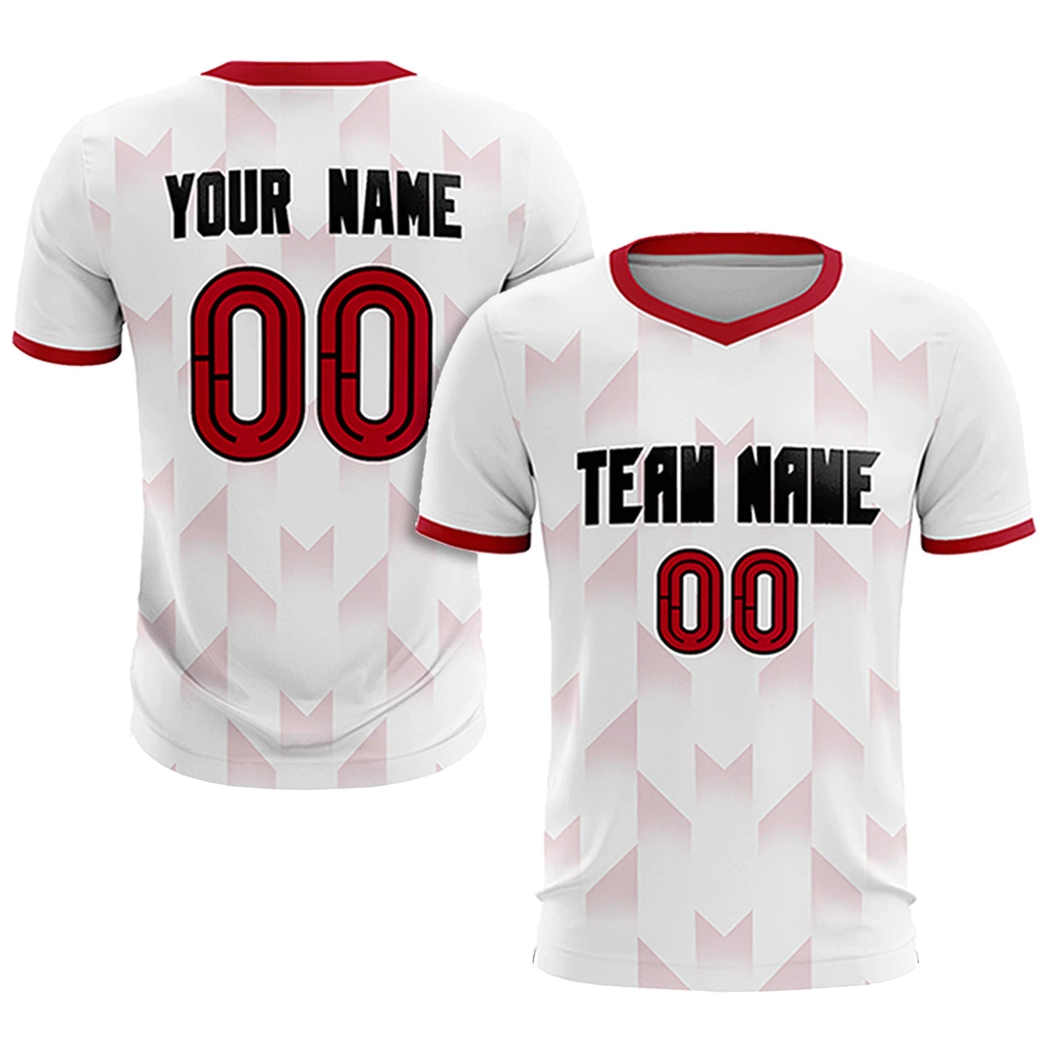 Custom White Red Men Uniform Soccer Sets Jersey