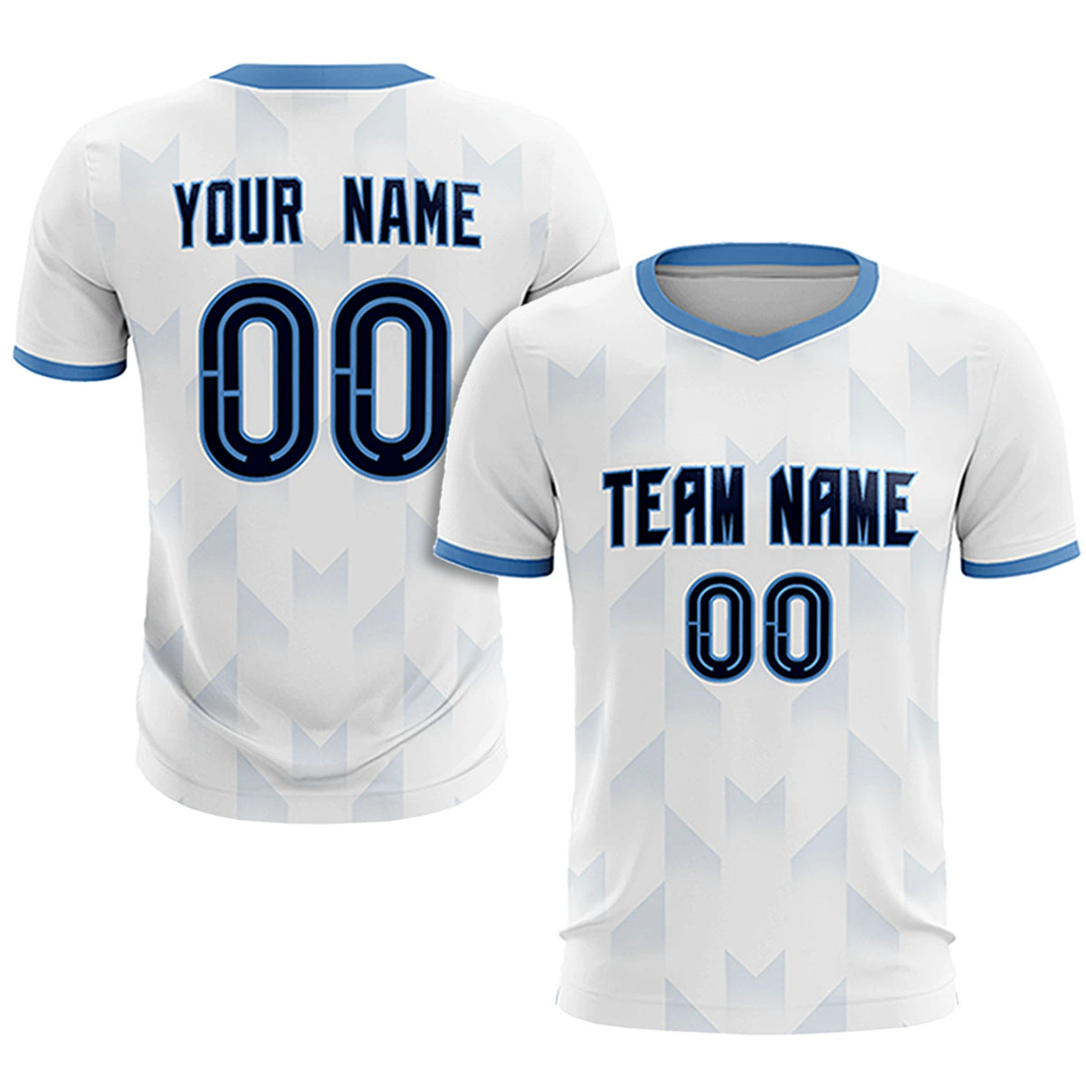 Custom White Light Blue Men Uniform Soccer Sets Jersey