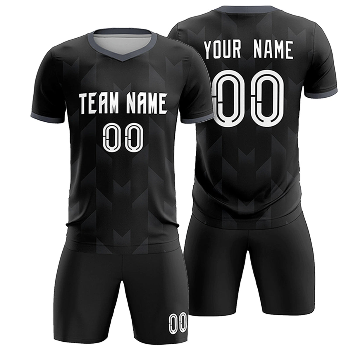 Custom Black Gray Men Uniform Soccer Sets Jersey