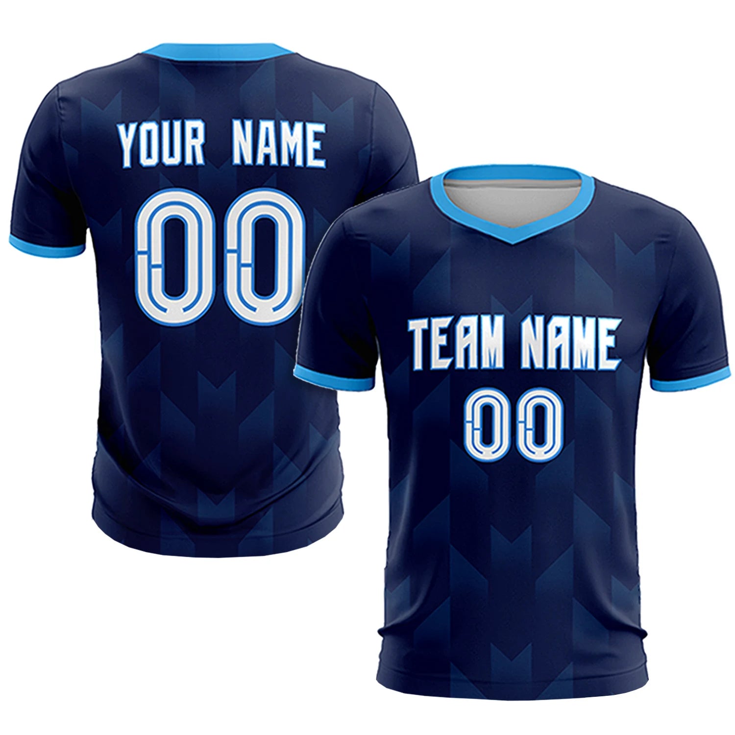 Custom Navy Powder Blue Men Uniform Soccer Sets Jersey