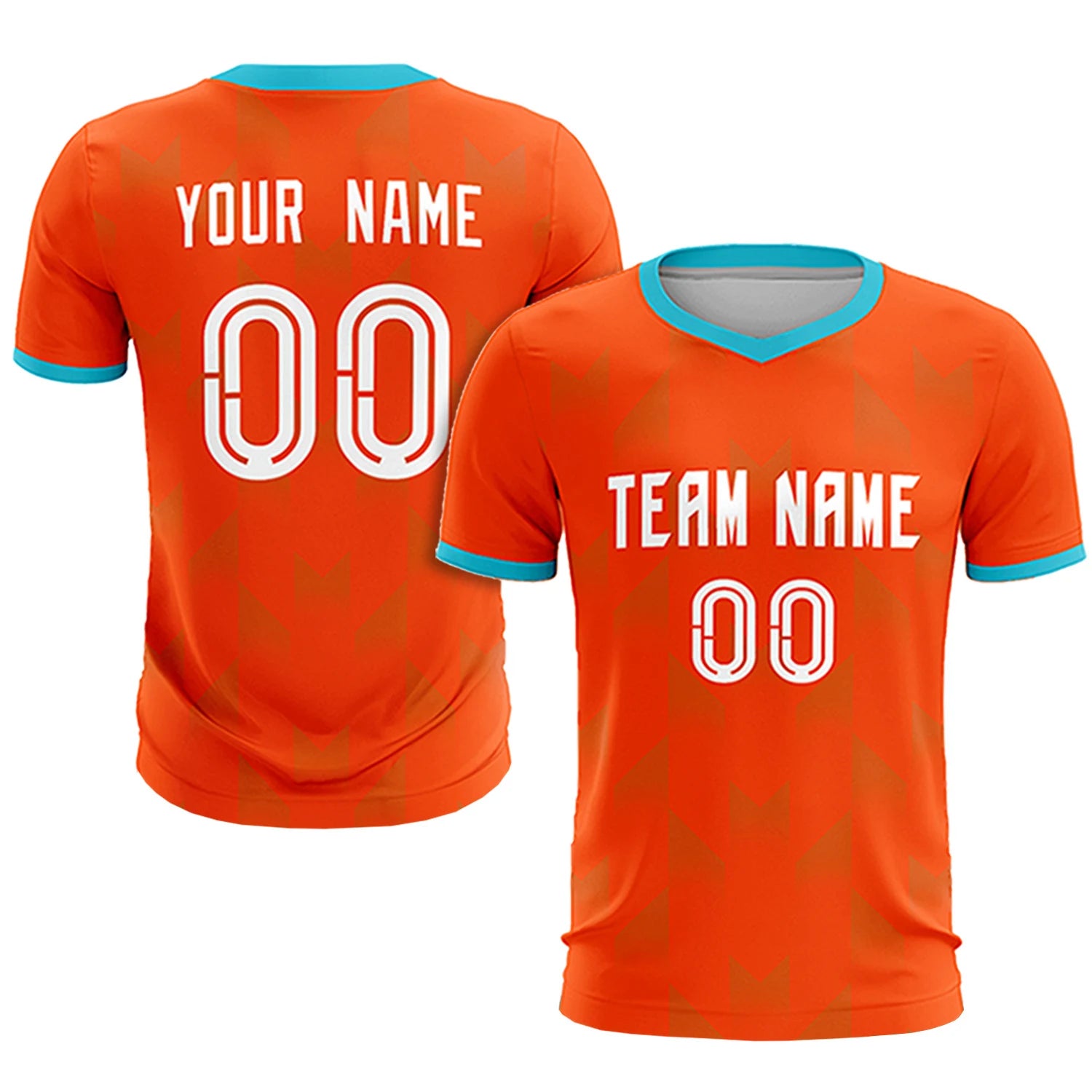 Custom Orange Sky Blue Men Uniform Soccer Sets Jersey