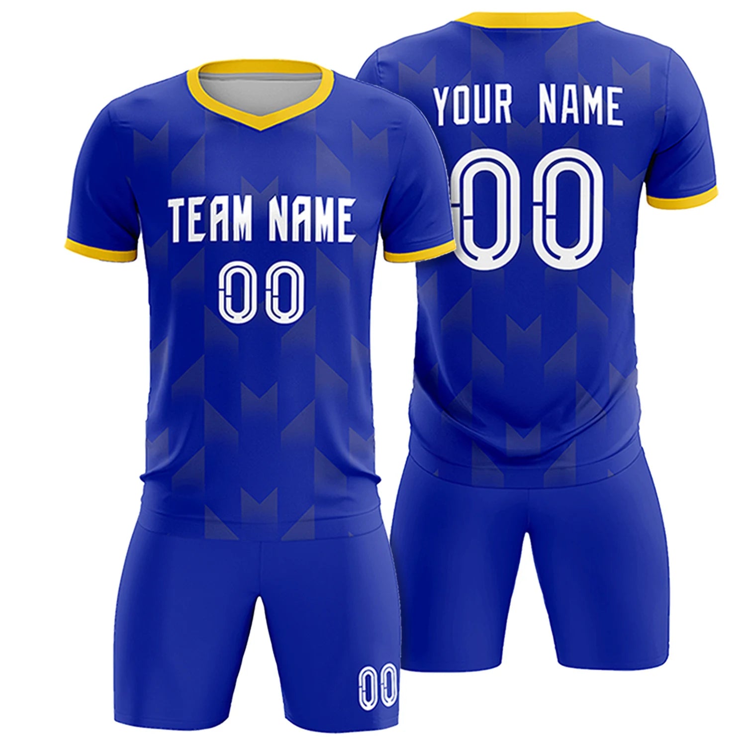 Custom Royal Blue Gold01 Men Uniform Soccer Sets Jersey