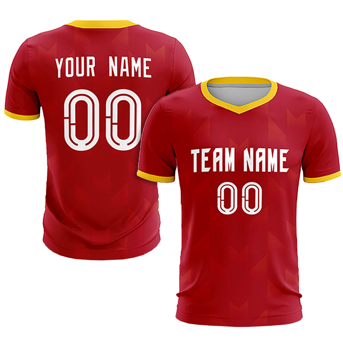 Custom Red Gold01 Men Uniform Soccer Sets Jersey