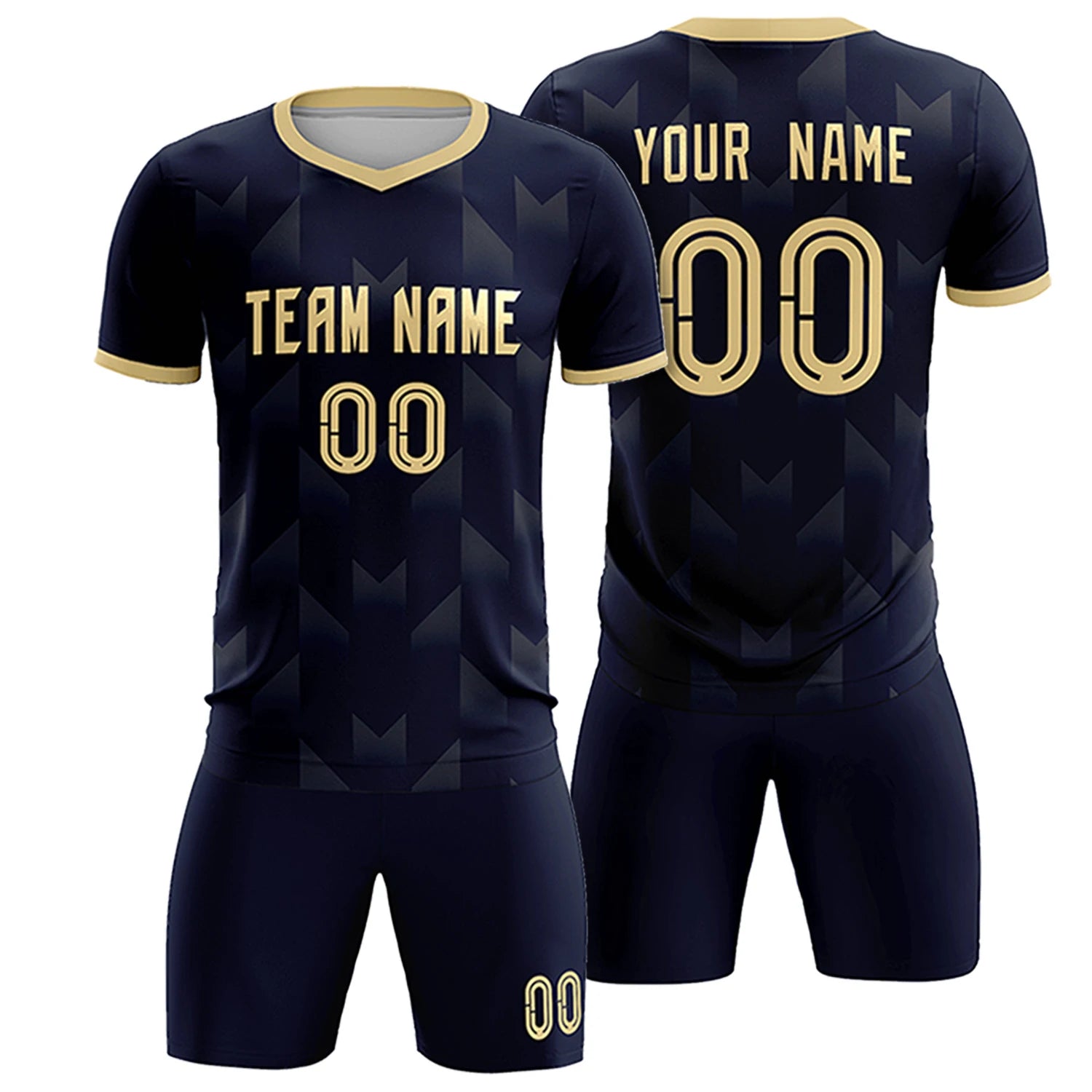 Custom Navy Khaki Men Uniform Soccer Sets Jersey