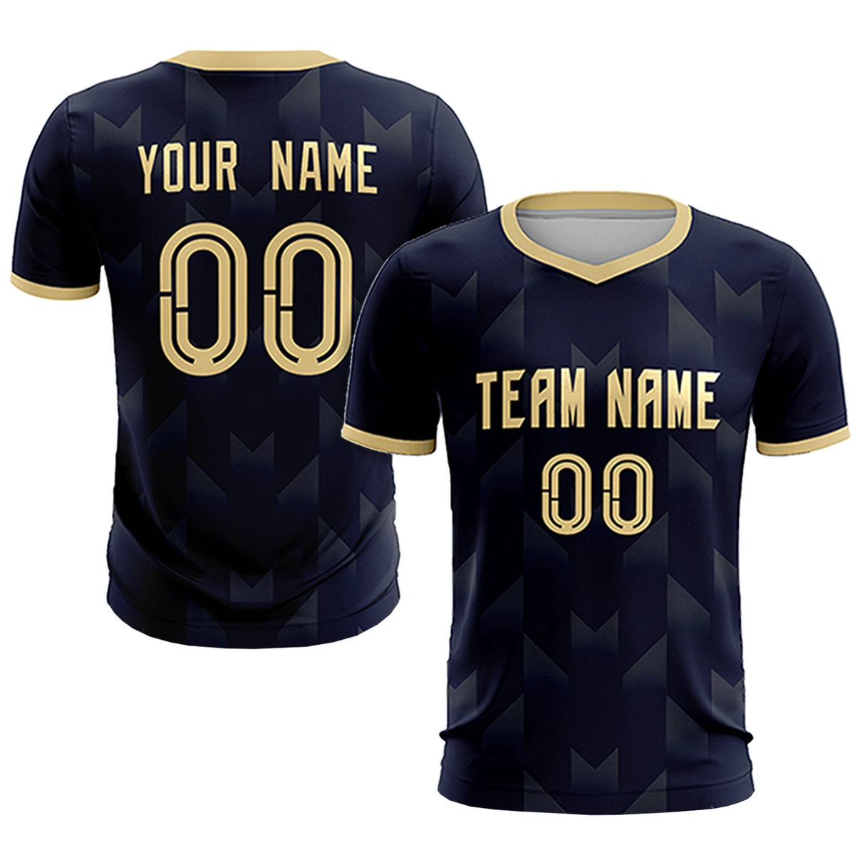 Custom Navy Khaki Men Uniform Soccer Sets Jersey