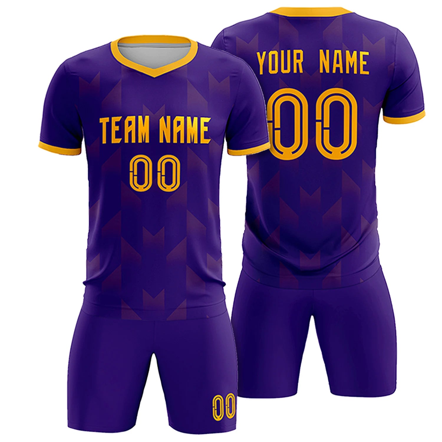 Custom Purple Yellow Men Uniform Soccer Sets Jersey