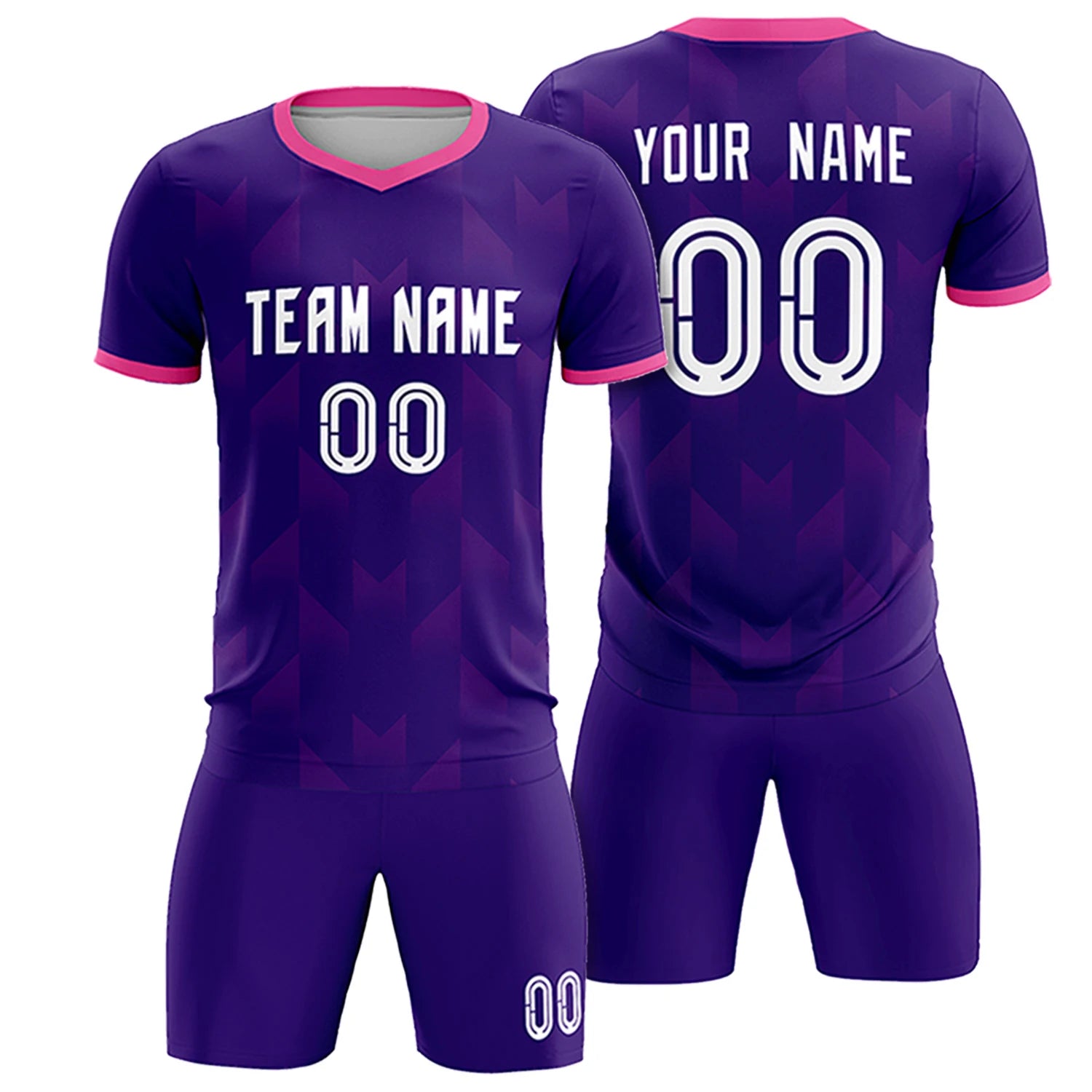 Custom Purple Pink Men Uniform Soccer Sets Jersey