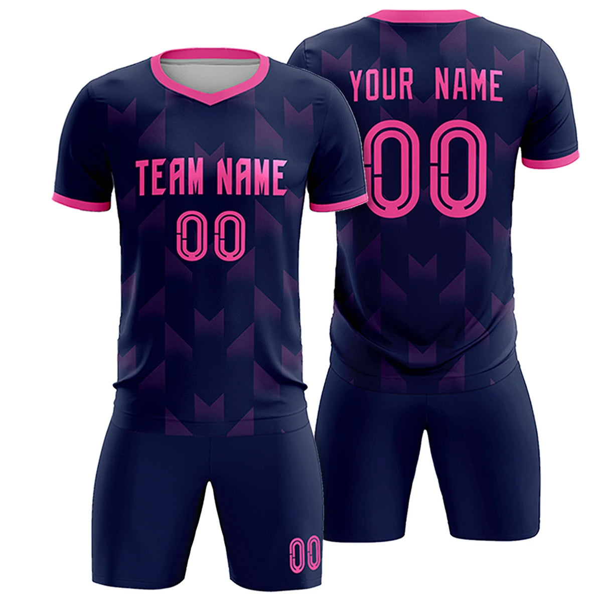 Custom Navy Pink Men Uniform Soccer Sets Jersey