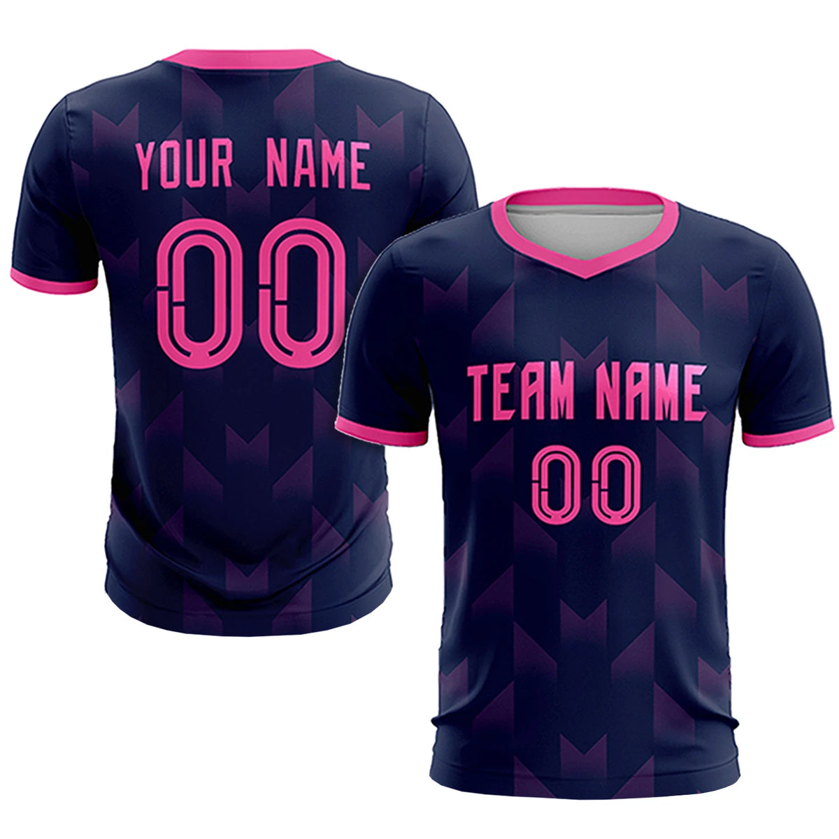 Custom Navy Pink Men Uniform Soccer Sets Jersey