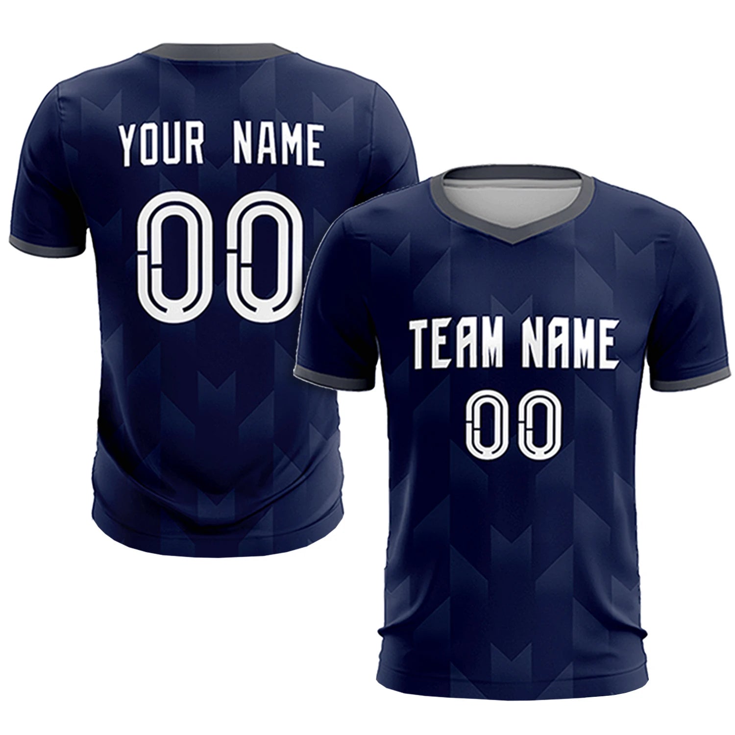 Custom Navy Gray Men Uniform Soccer Sets Jersey