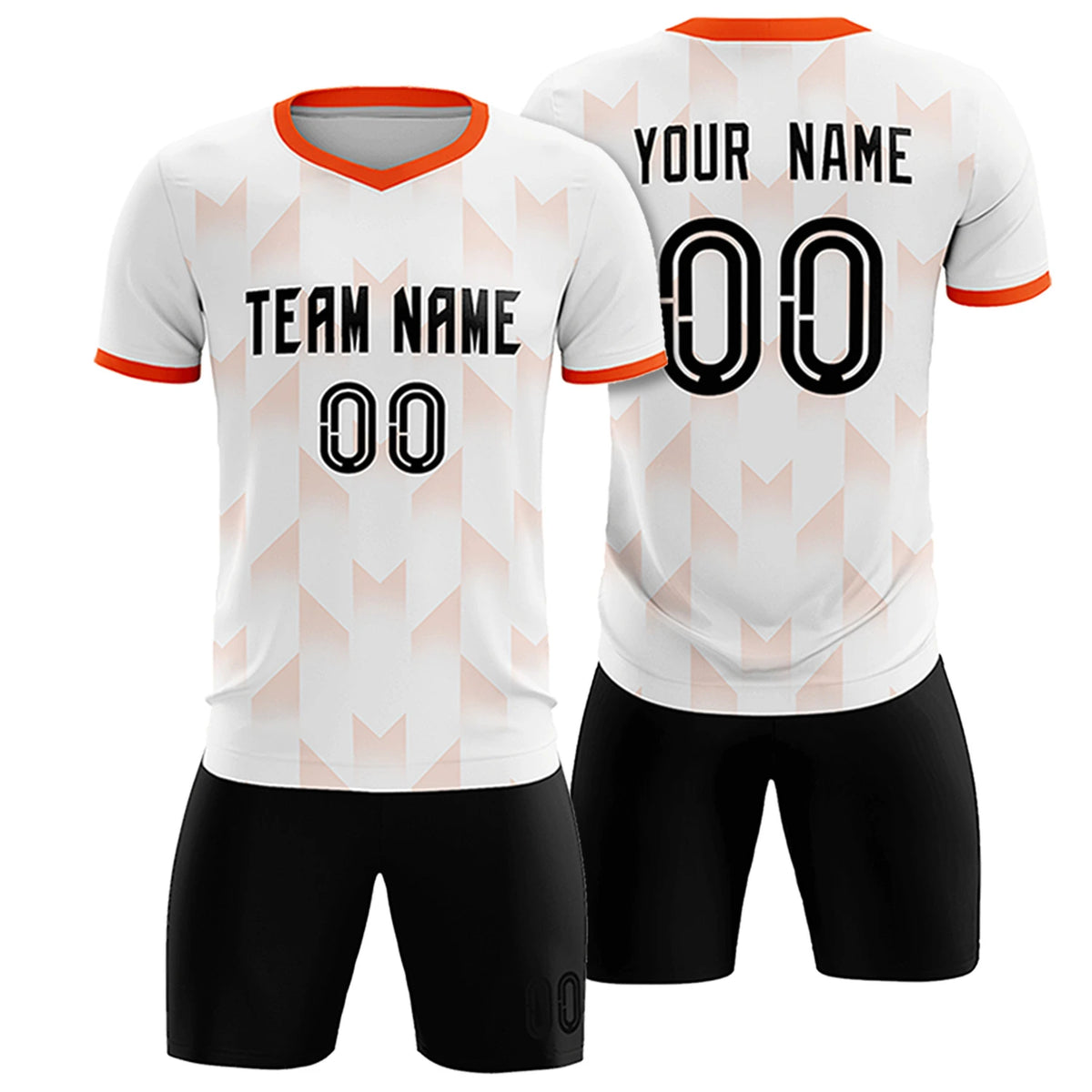 Custom White Orange Men Uniform Soccer Sets Jersey
