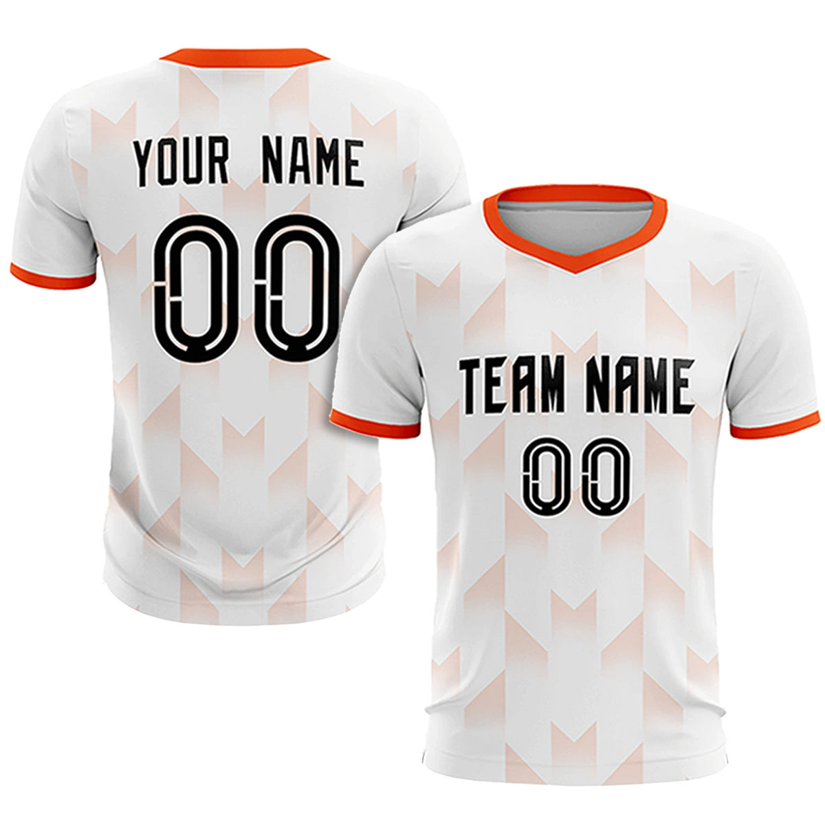 Custom White Orange Men Uniform Soccer Sets Jersey