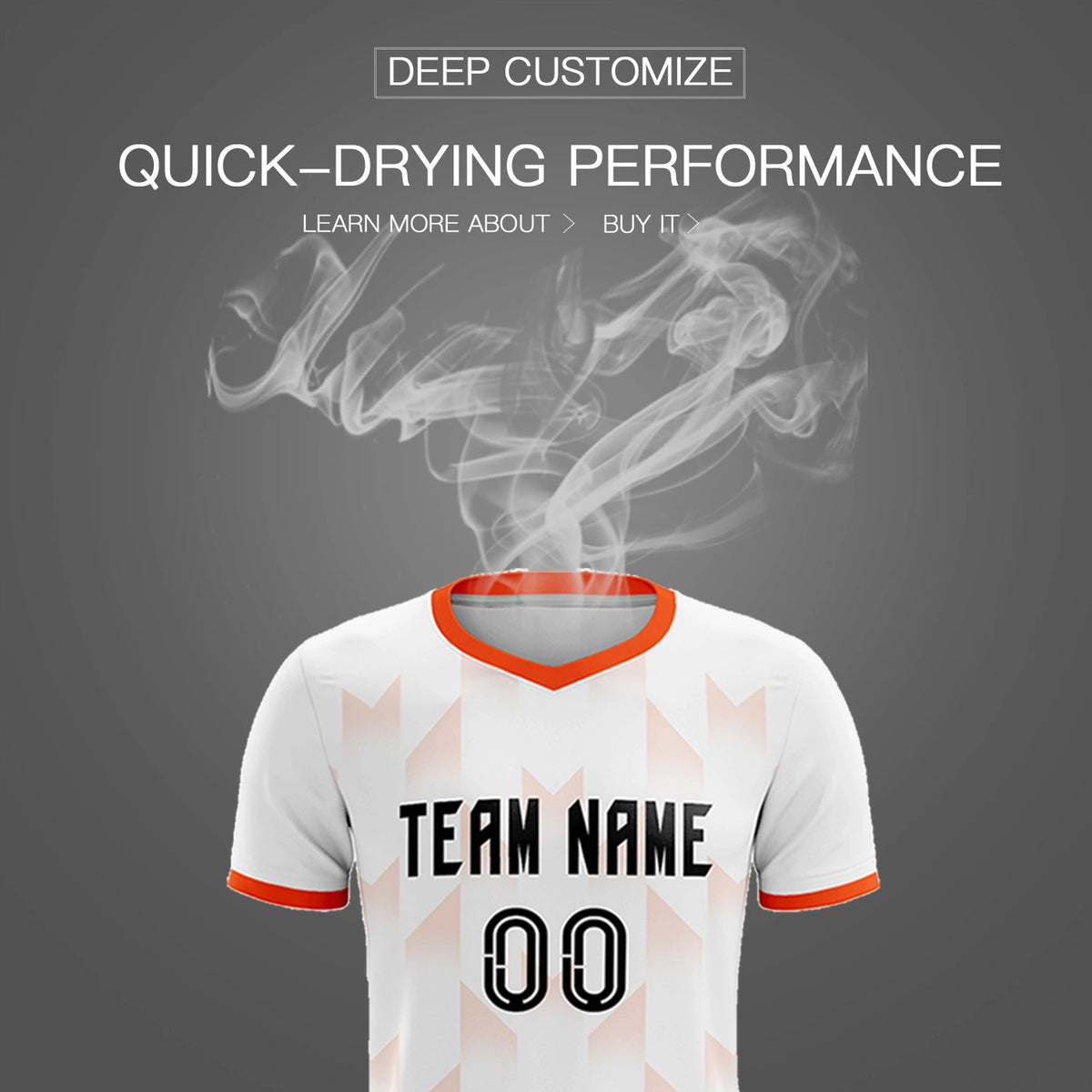 Custom White Orange Men Uniform Soccer Sets Jersey