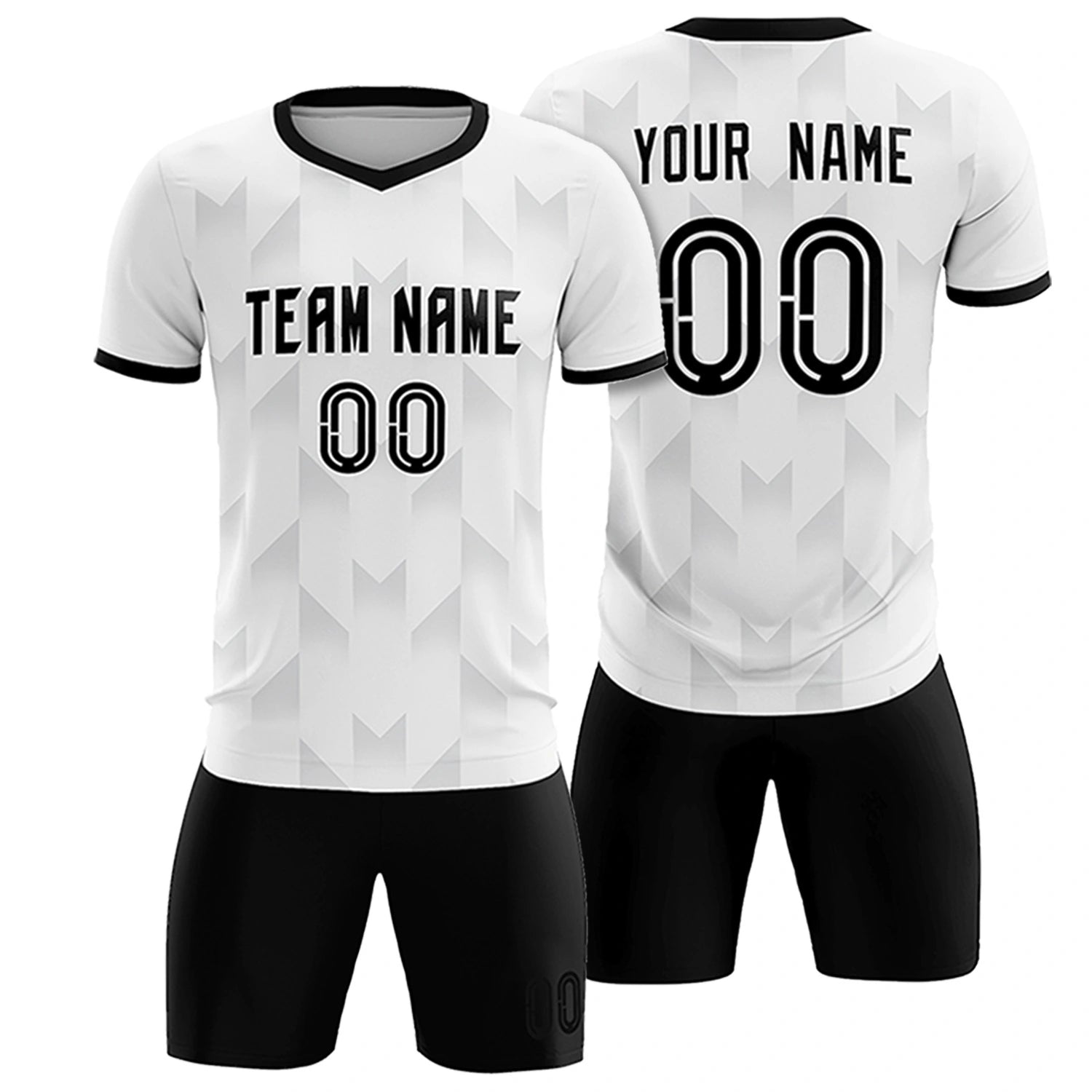 Custom White Gray Men Uniform Soccer Sets Jersey