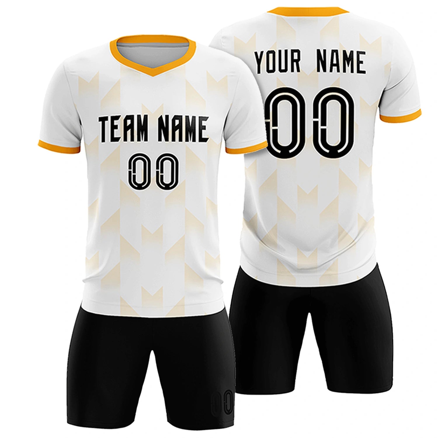 Custom White Yellow Men Uniform Soccer Sets Jersey