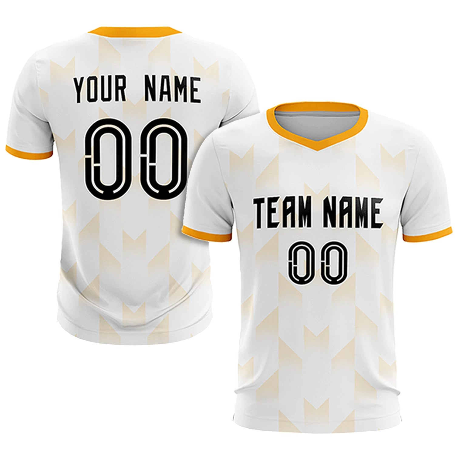 Custom White Yellow Men Uniform Soccer Sets Jersey
