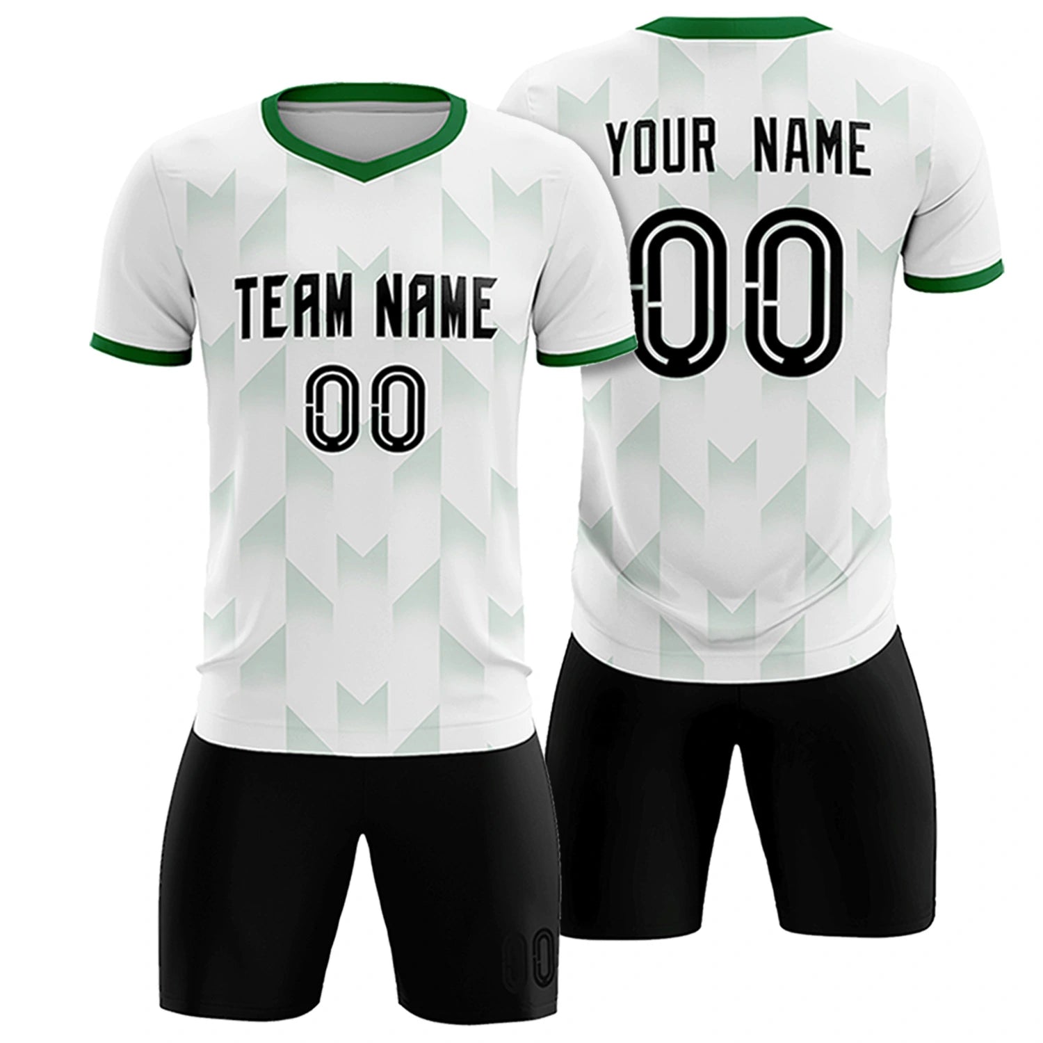 Custom White Kelly Green Men Uniform Soccer Sets Jersey