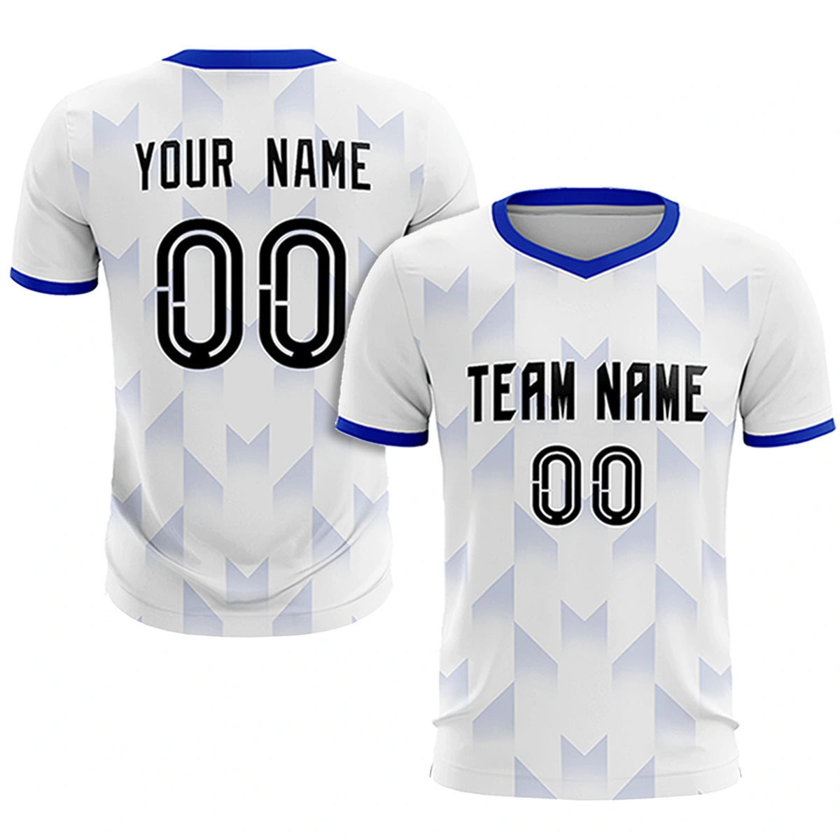 Custom White Royal Blue Men Uniform Soccer Sets Jersey