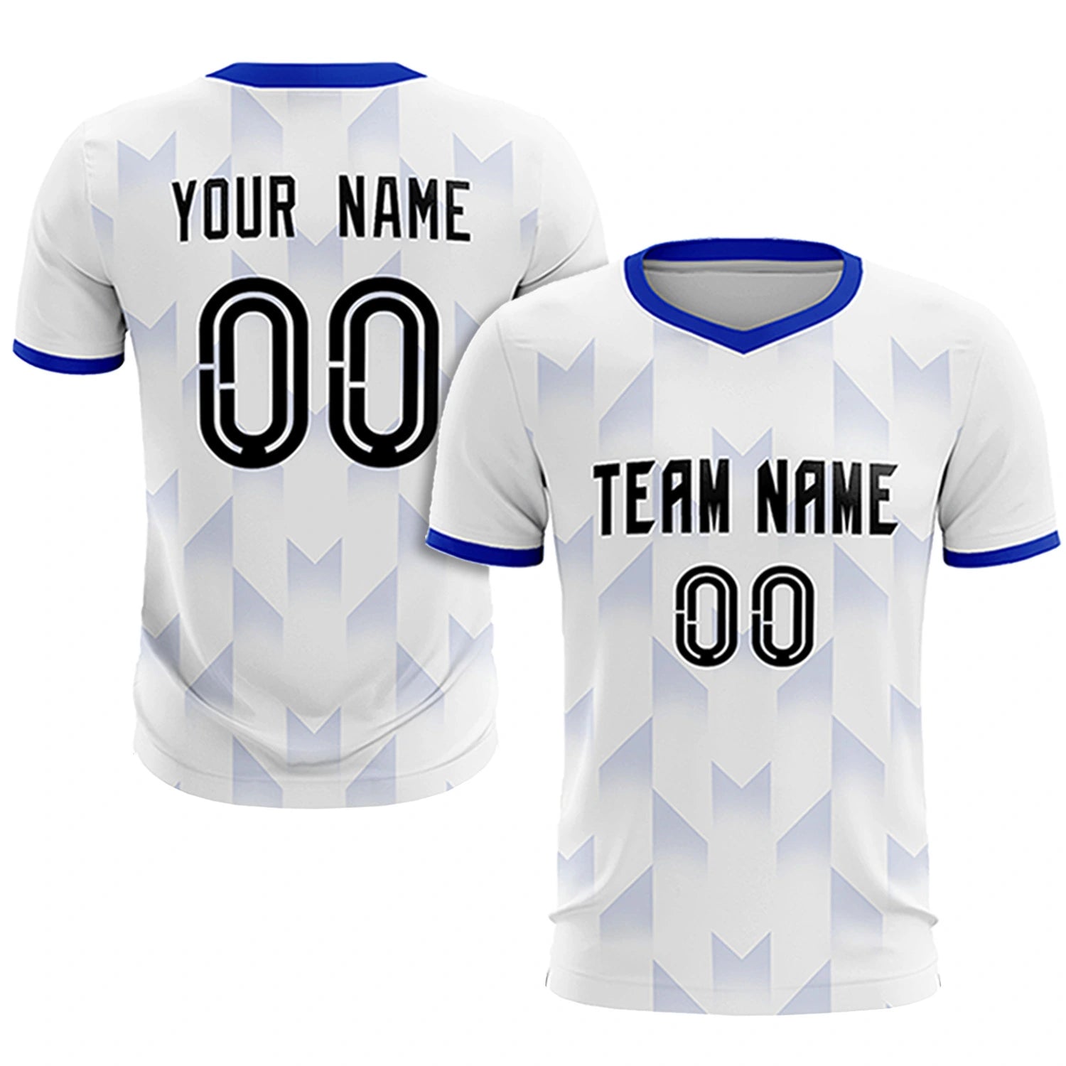 Custom White Royal Blue Men Uniform Soccer Sets Jersey