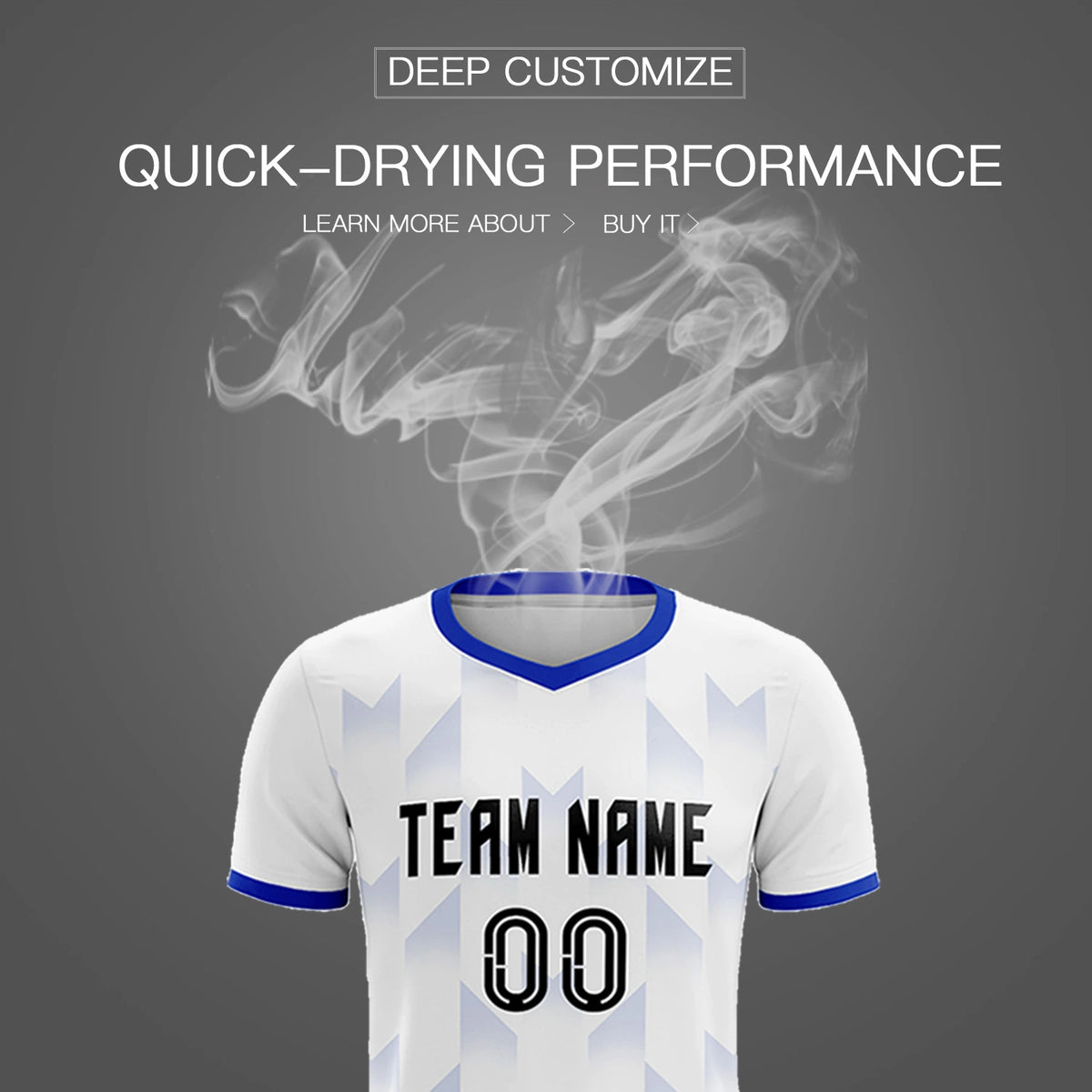 Custom White Royal Blue Men Uniform Soccer Sets Jersey