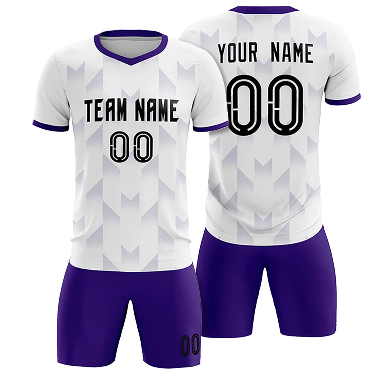 Custom White Purple Men Uniform Soccer Sets Jersey